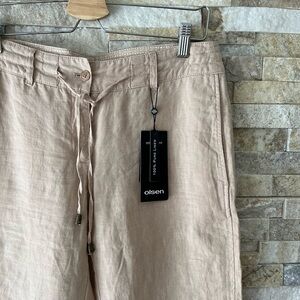 NWT☀️Olsen Pure Linen Natural Straight Leg Pant Trousers